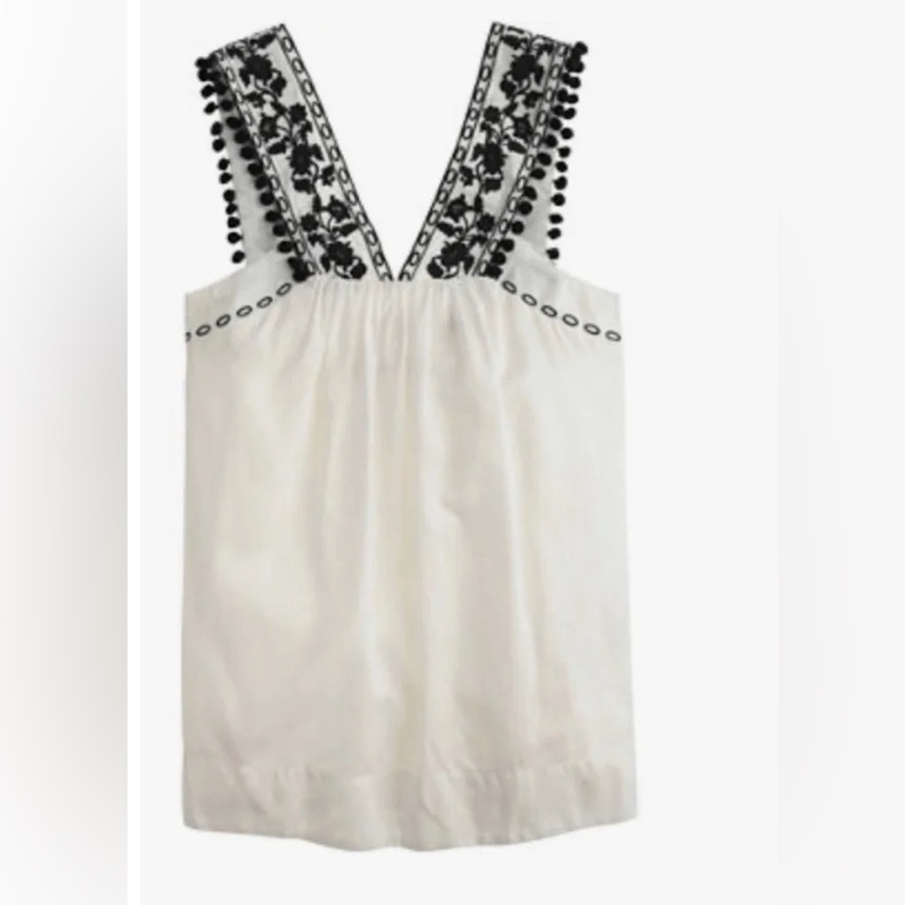 J. Crew Embroidered Pom Pom Tank Top❤️
